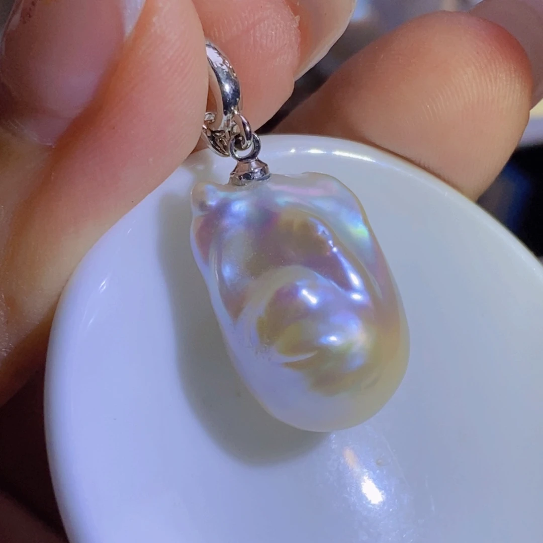 银S925镶嵌淡水珍珠天然淡水珍珠微瑕