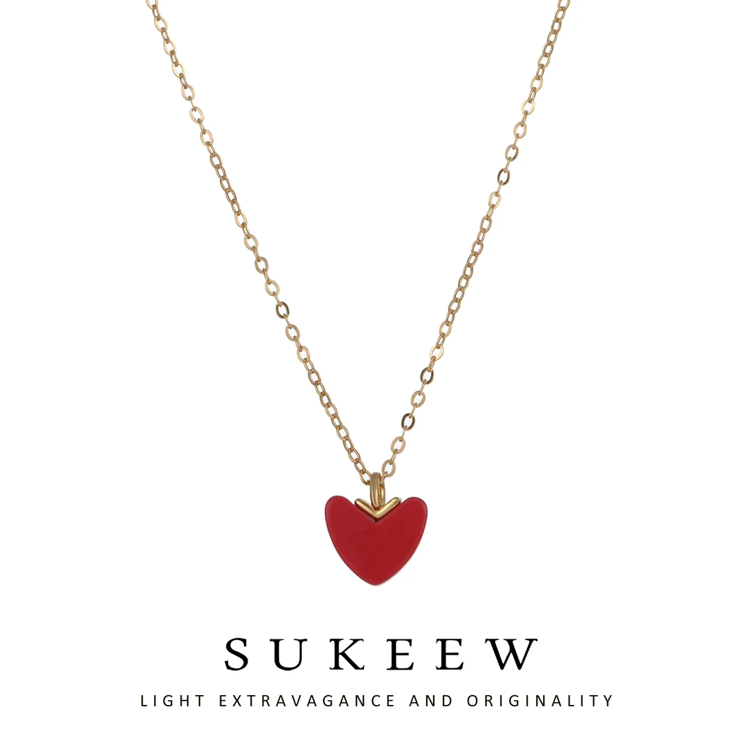 SUKEEW/酥可 坠链均925银 气质小红心轻奢百搭精致项链102801