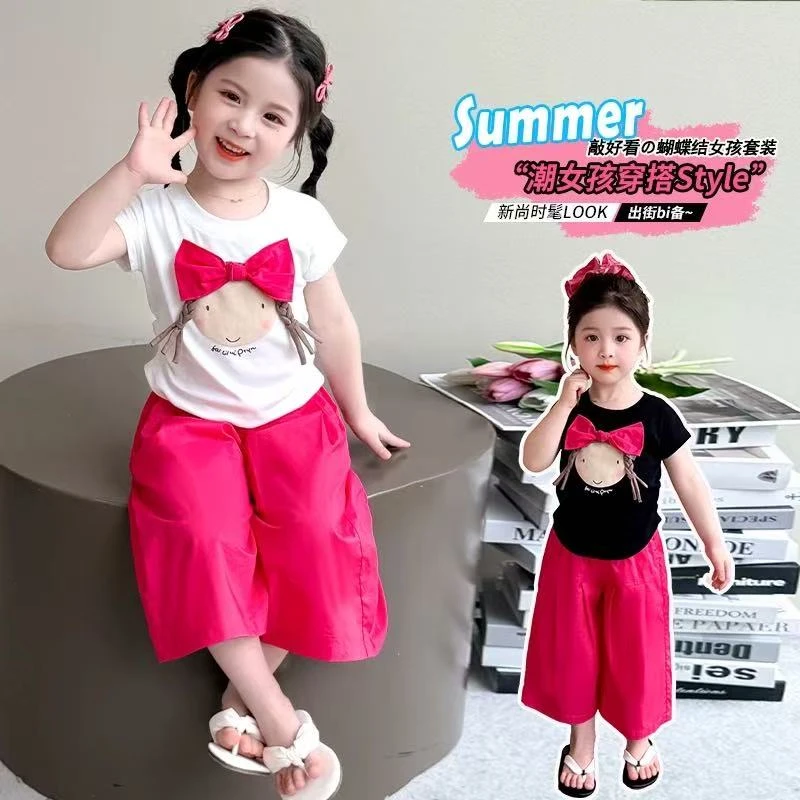 女小童运动套装夏季2025新款女宝宝卡通短袖夏装小女孩网红两件套