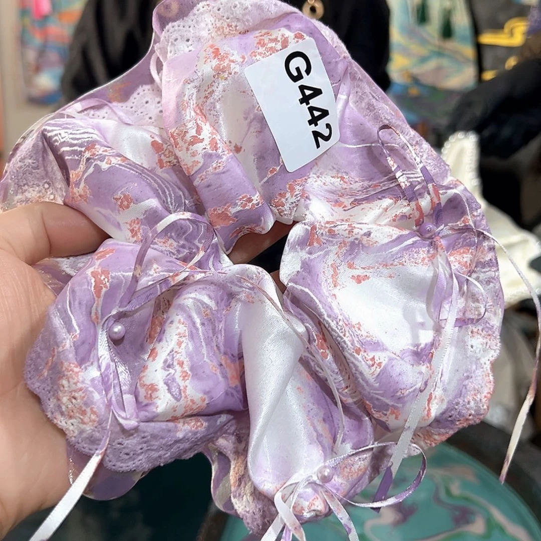 蓝*442大蕾丝发圈手作