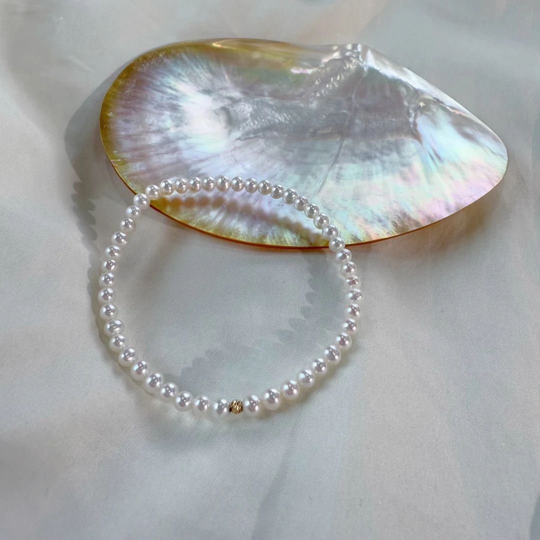 SG10187丨【莲心】18k金 3-4mm淡水珍珠手链