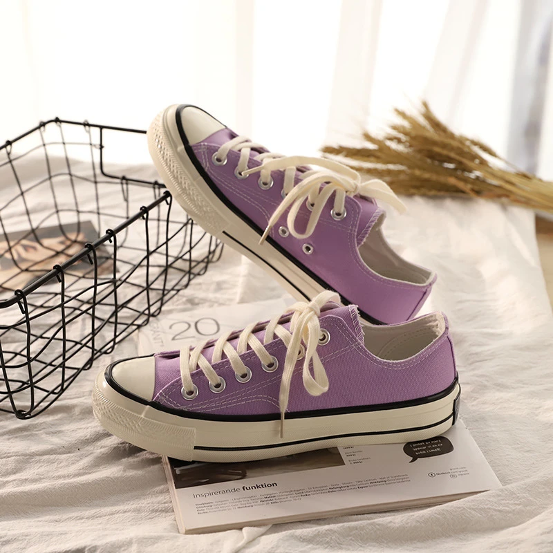 浅紫情侣帆布鞋1970s学生夏季透气经典韩版百搭休闲学生低帮潮鞋