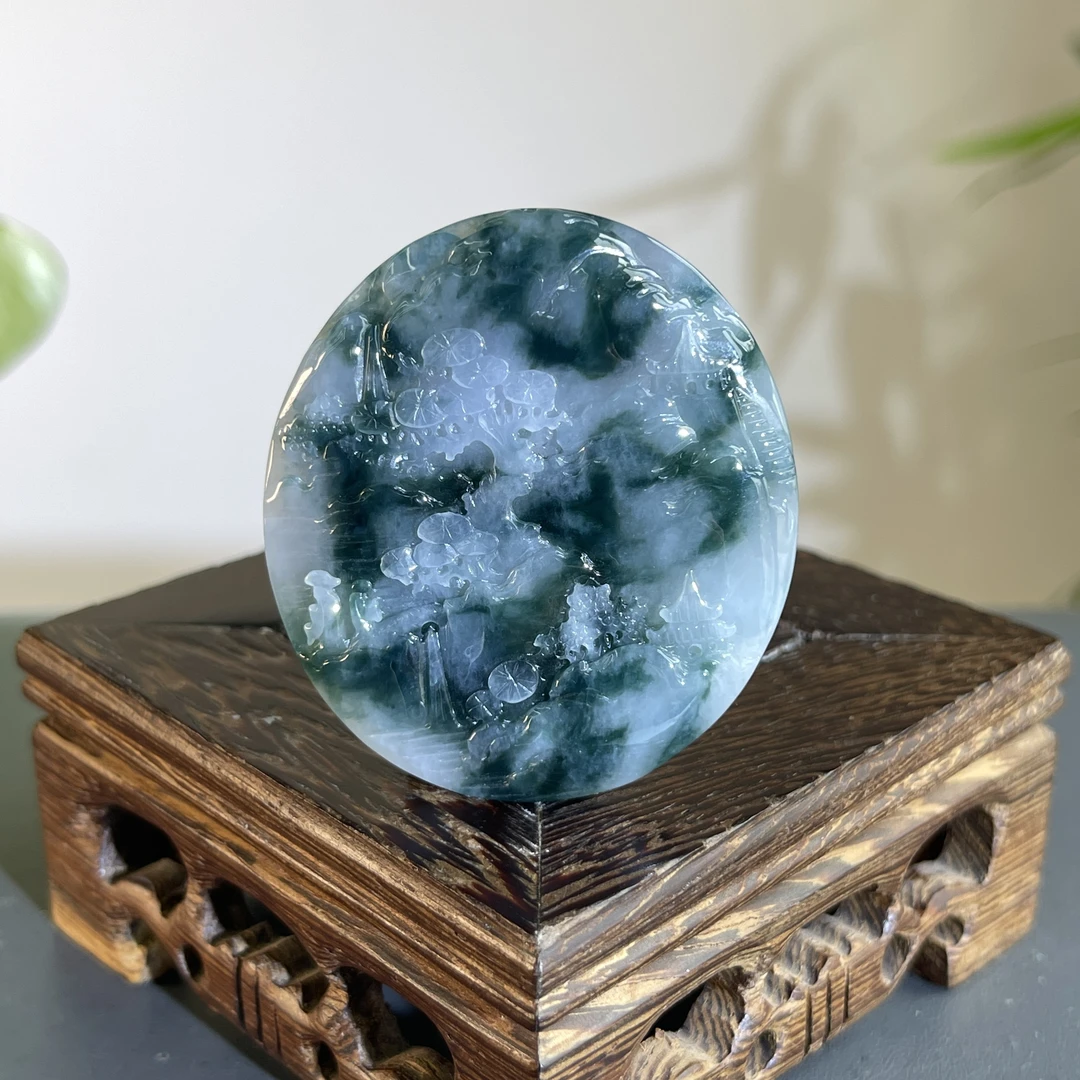 JGB10-71  天然缅甸A货翡翠 山水牌