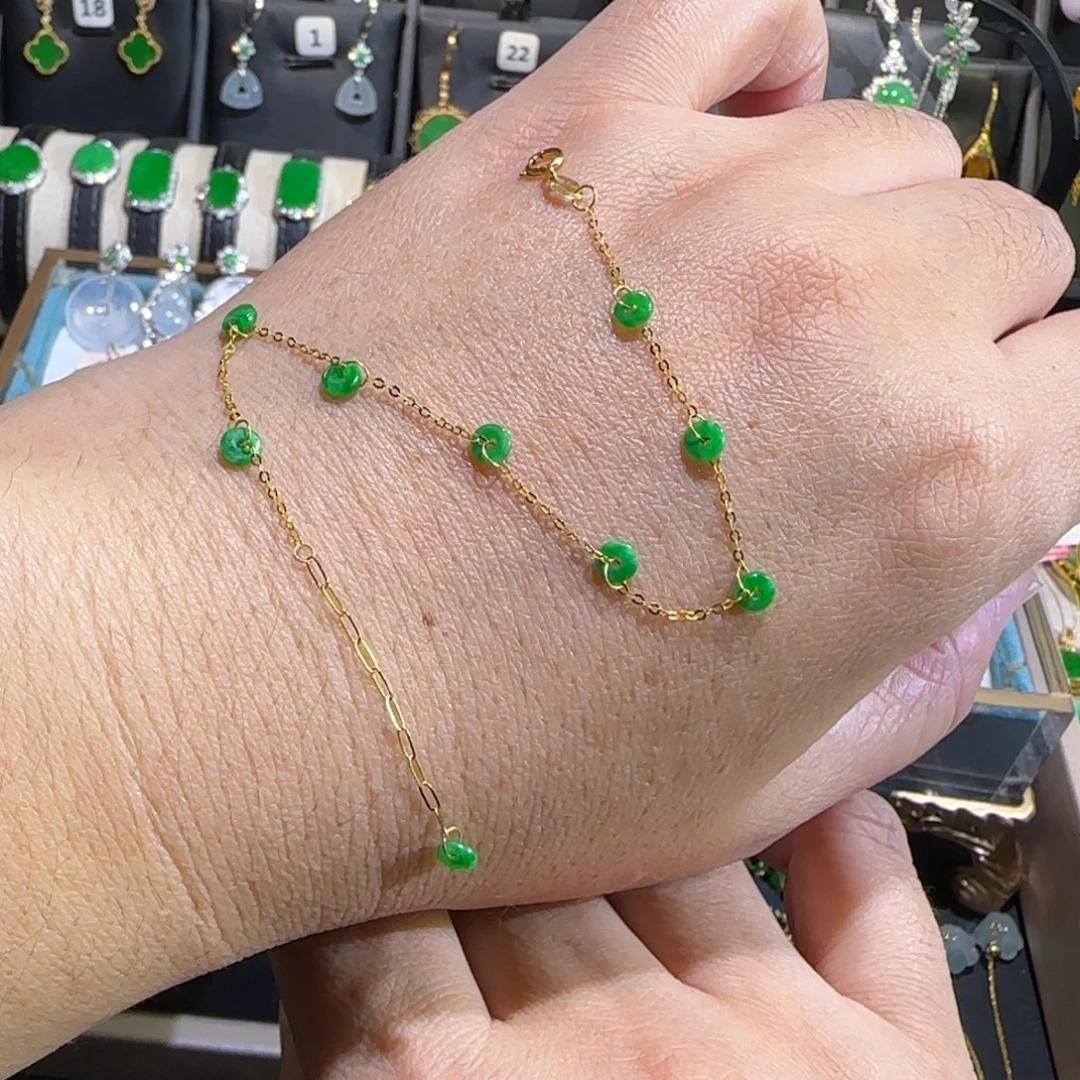 翡翠18K金镶嵌颈饰手链