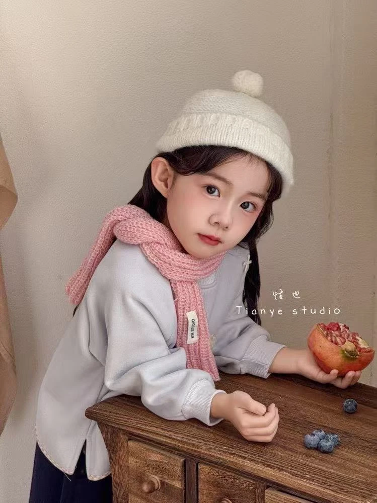 【XTL】2025冬奶蓝色刺绣生日小狗蝴蝶结加绒卫衣5305