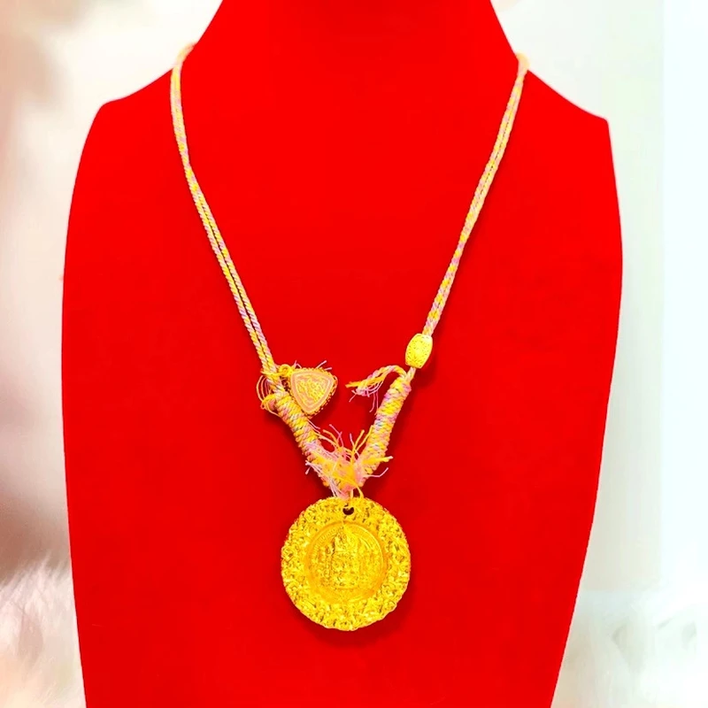 铜合金吊坠 精工版黄财神吊坠彩色编织绳款