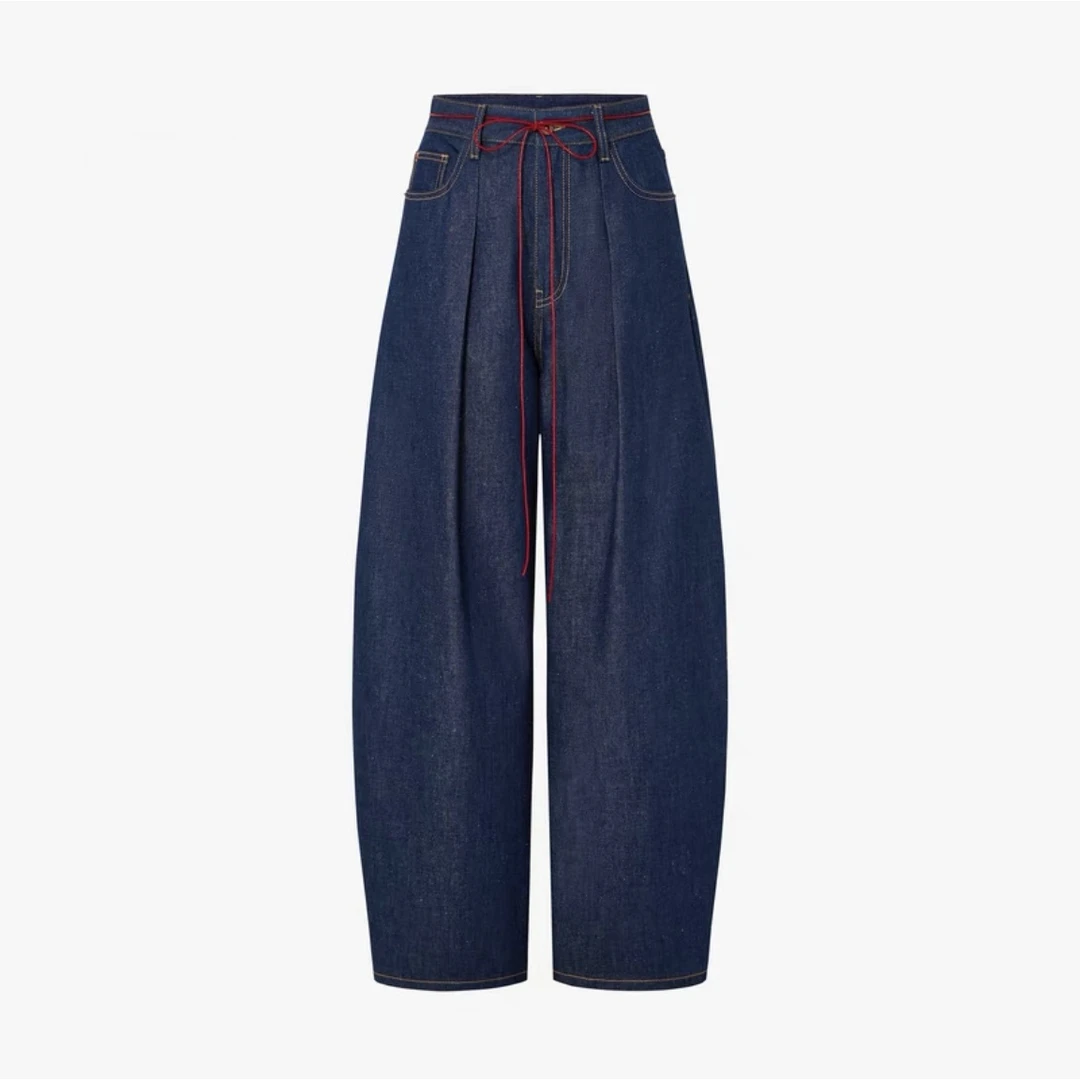 1793【高圆圆同款】2025夏季新款深蓝色弯刀牛仔裤