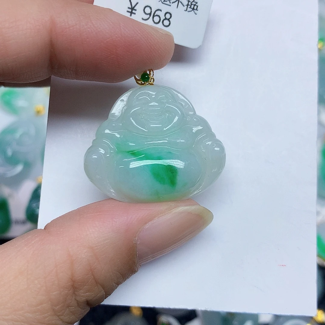 翡翠18K金镶嵌颈饰35678