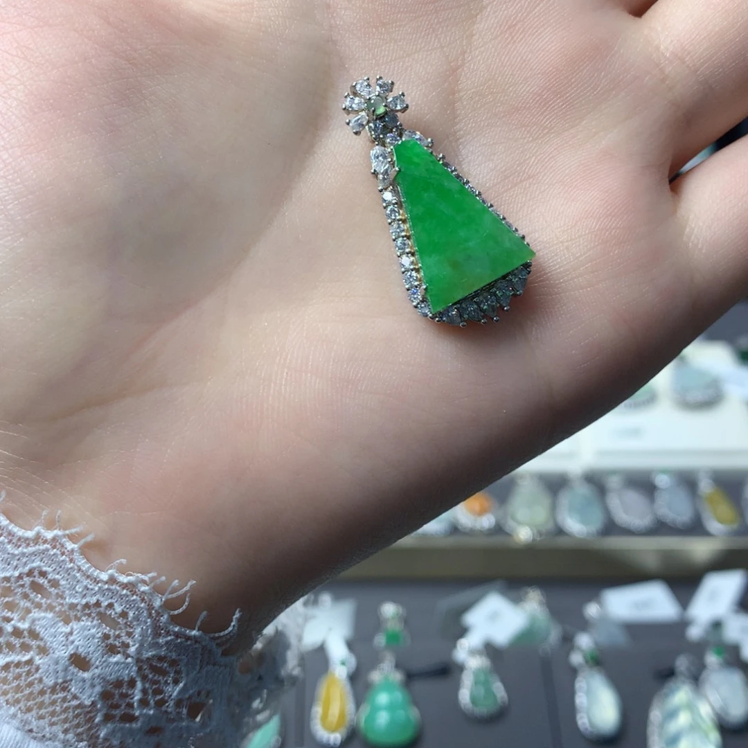 翡翠银S925镶嵌挂件