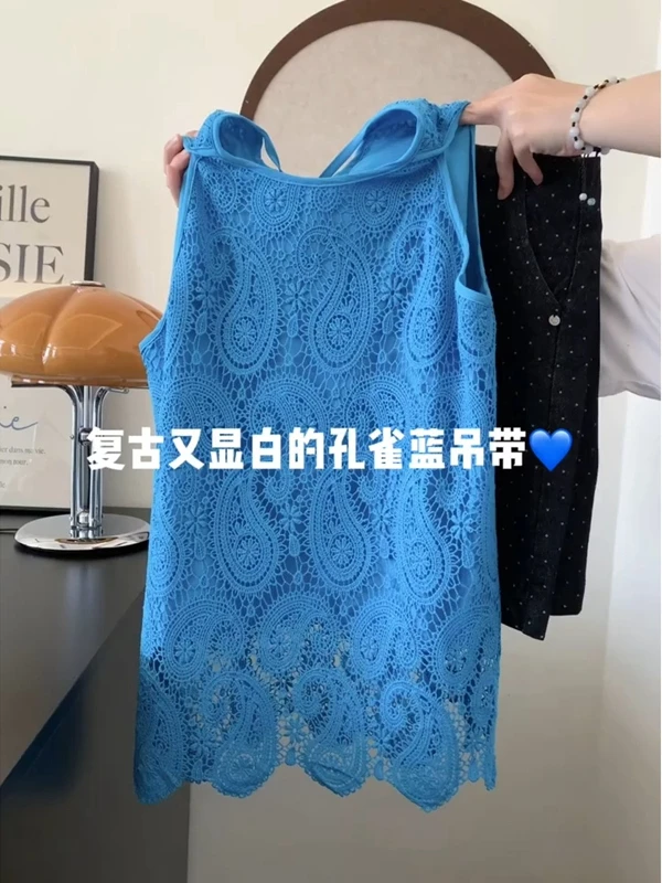 绝美蕾丝印花吊带背心女2025春夏季新款设计感超好看独特漂亮上衣