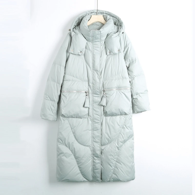 Y0013秋冬2024新款女时尚气质休闲羽绒棉服加厚保暖中长款