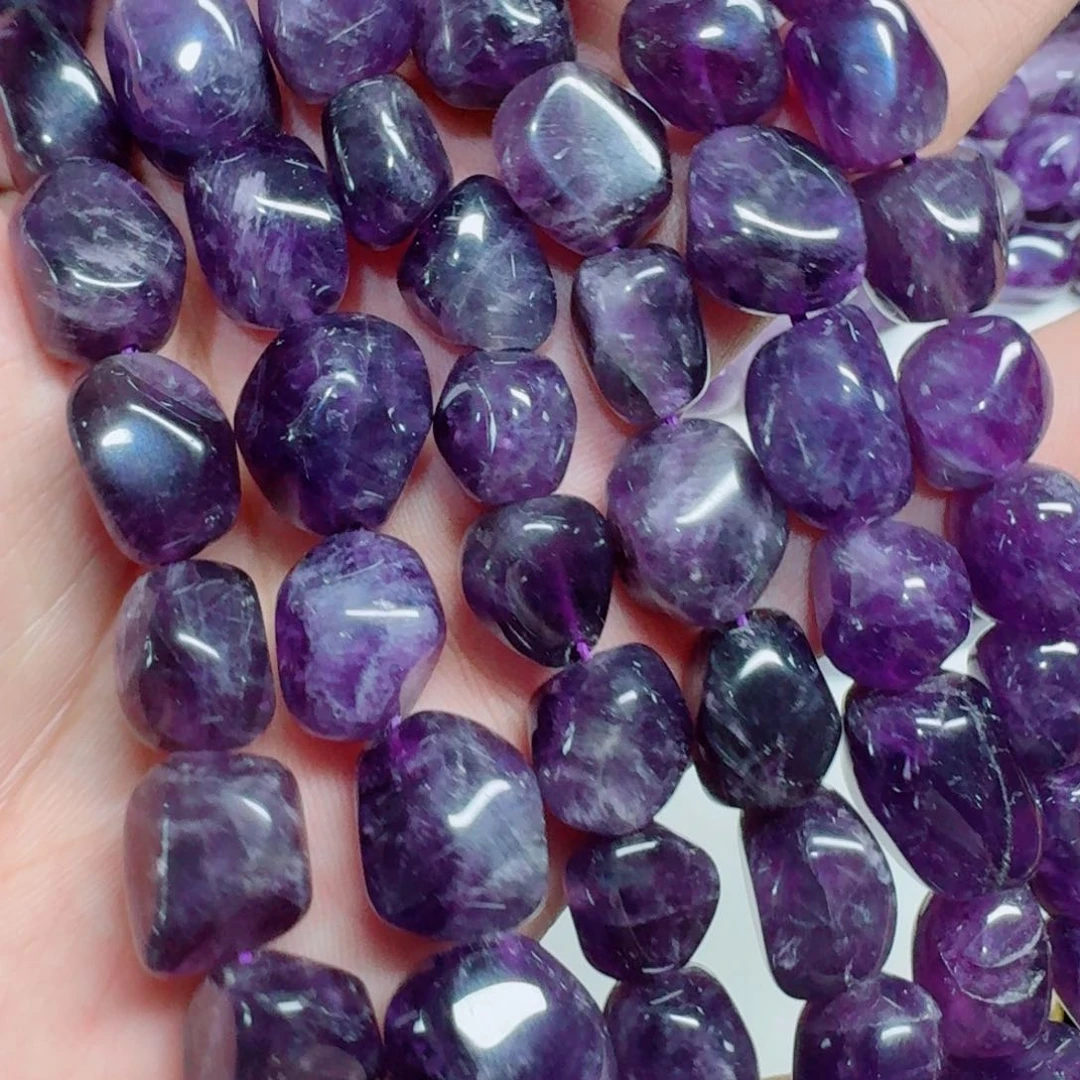 玛瑙/玉髓合金珠宝半成品深紫色紫水晶随型一条