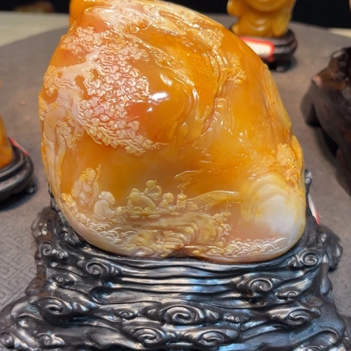 平***福寿山石寿山石摆件