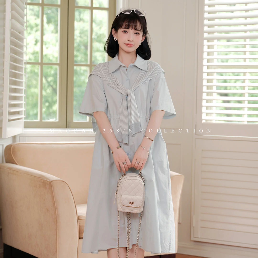 maodan/猫单【椰云拿铁】孕妇连衣裙夏季新款长裙纯棉孕妇装可哺乳