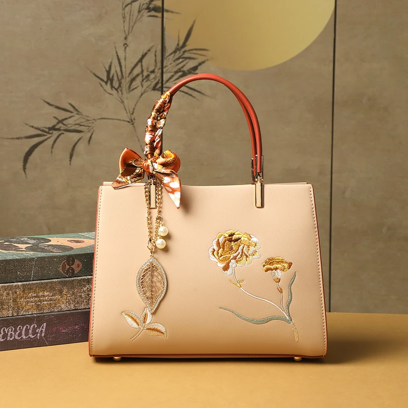 百搭气质古风夏季玫瑰袋鼠2025新款皮包通勤女士大容量斜挎手提包