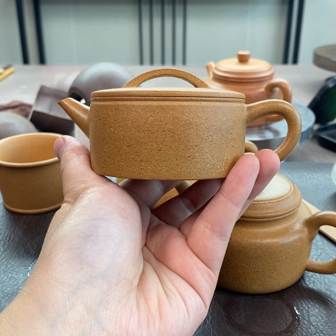 茶壶紫砂黄金段汉瓦110cc精工半手