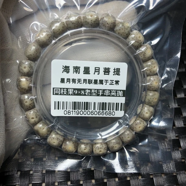 08119海南星月菩提同枝果9×8老型高抛光手串星点细且均匀