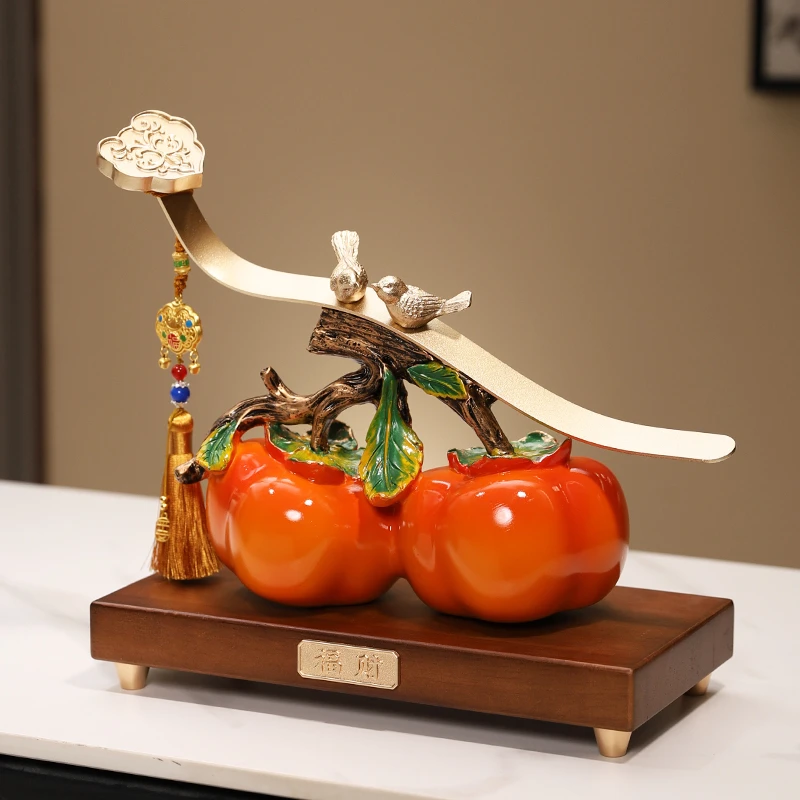 新中式事事如意柿子寓意好的摆件家居饰品客厅玄关柜乔迁新居礼品