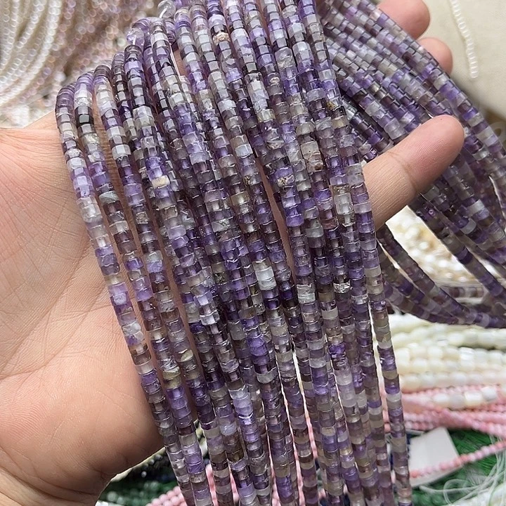 玛瑙/玉髓未镶嵌珠宝半成品一条4/2mm左右紫晶直切