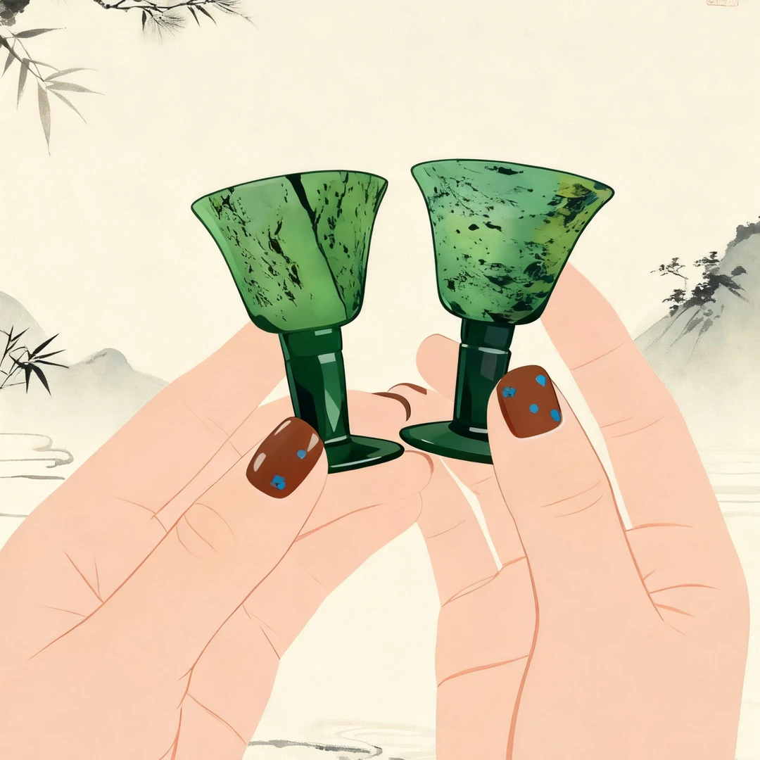 [瑰宝通汇]蛇纹石玉短小高杯