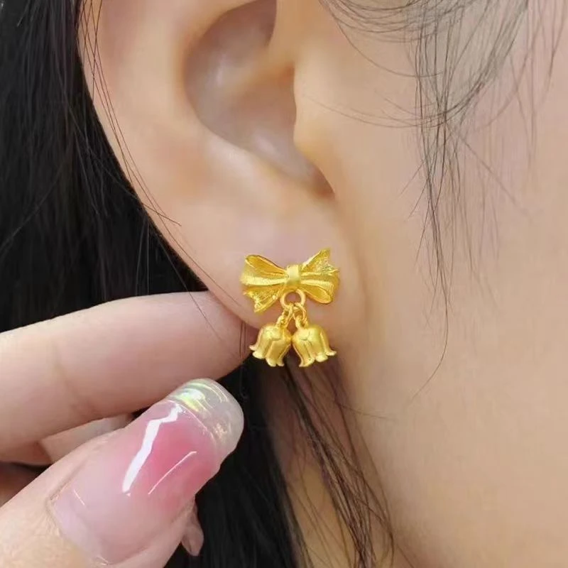 蝴蝶结铃兰花耳钉