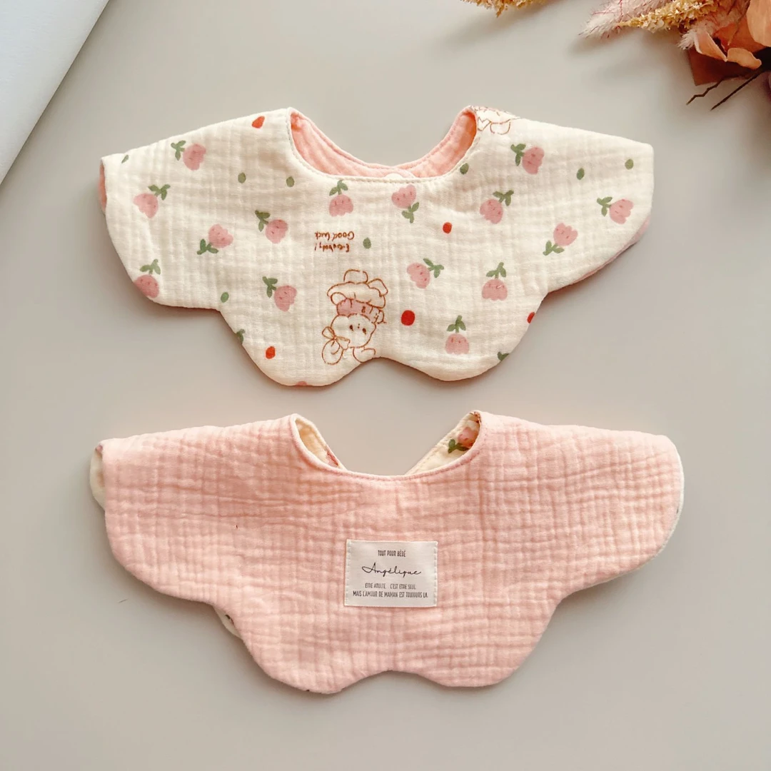 纱布花瓣婴儿口水巾ins韩版风波浪花朵宝宝口水巾360度造型围兜LQ