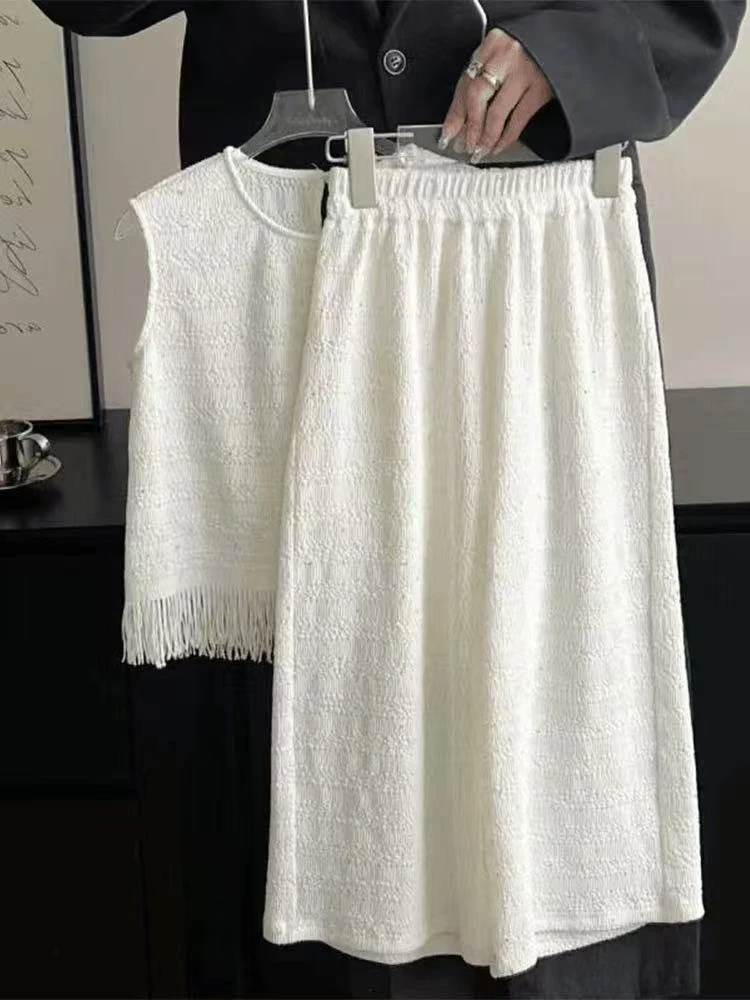 女童小香风洋气套装夏季夏装儿童装烫钻流苏上衣薄款阔腿裤两件套