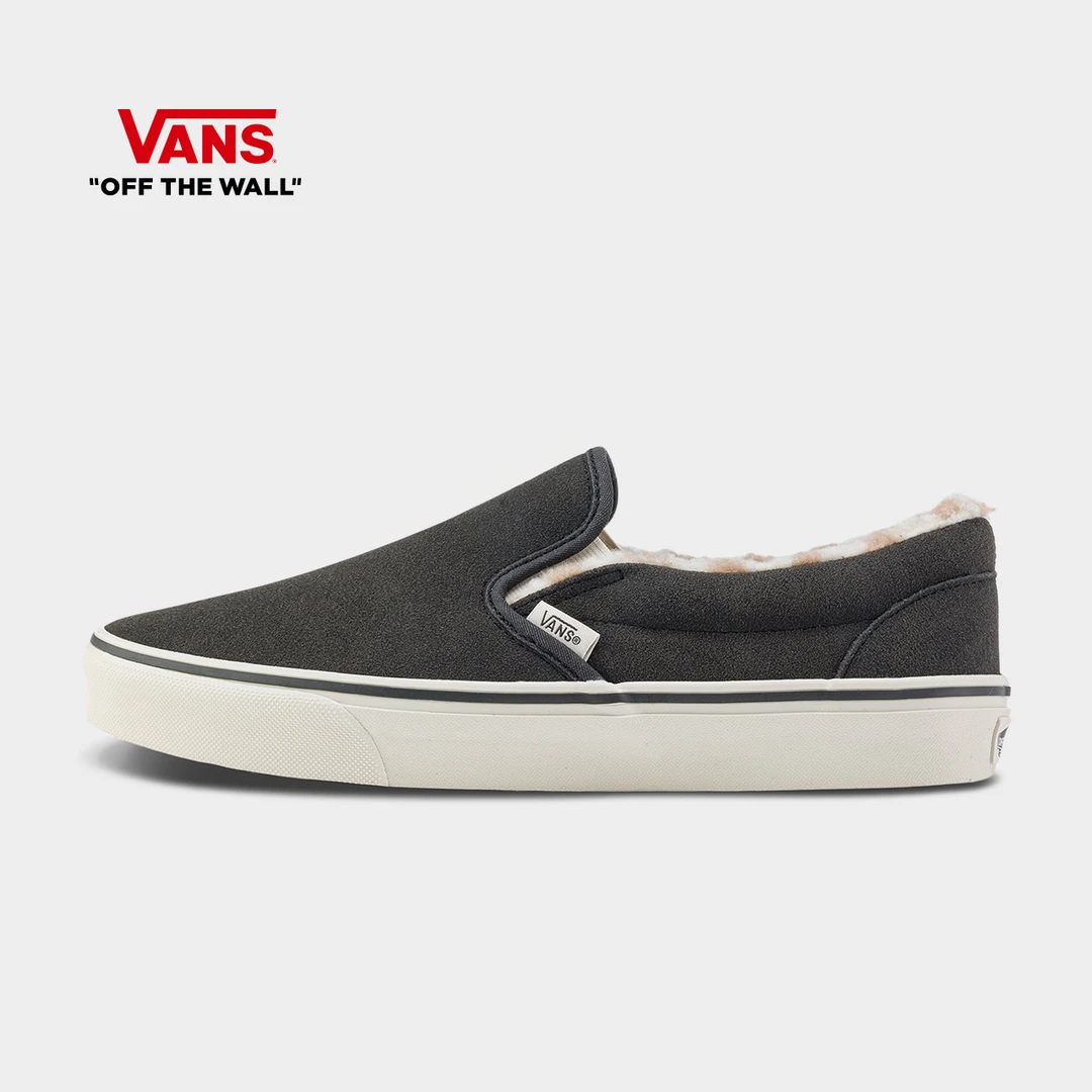 VANS范斯官方Classic Slip-On灰黑色加绒保暖一脚蹬板鞋BVZEMV