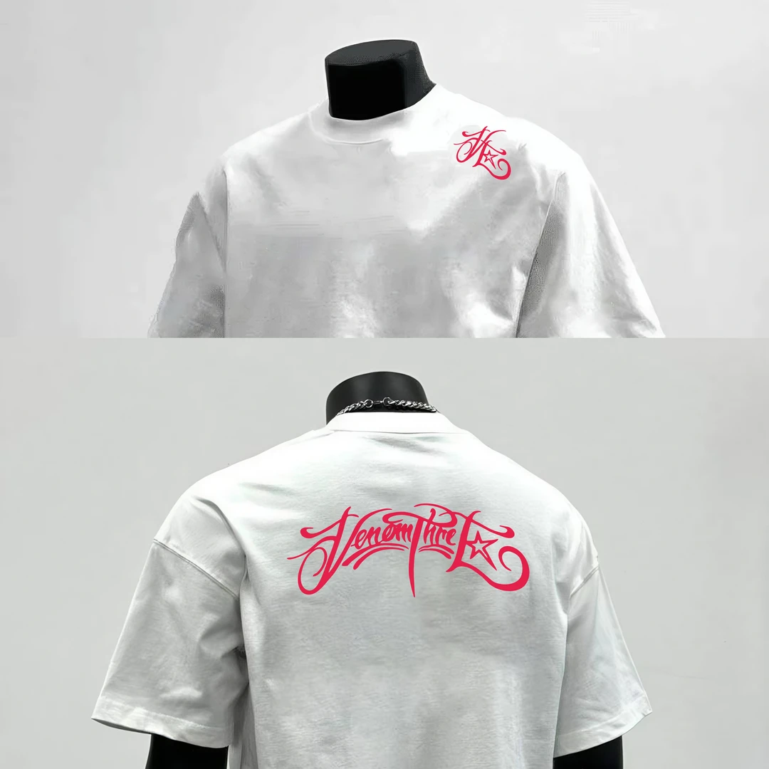 重磅260g纯棉美式潮牌个性字母印花痞帅休闲宽松圆领半袖百搭T恤