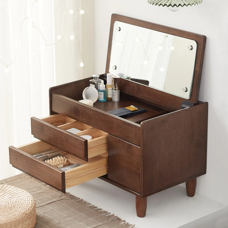 现代简约飘窗梳妆台 卧室网红ins风多功能实木化妆台大容量化妆桌
