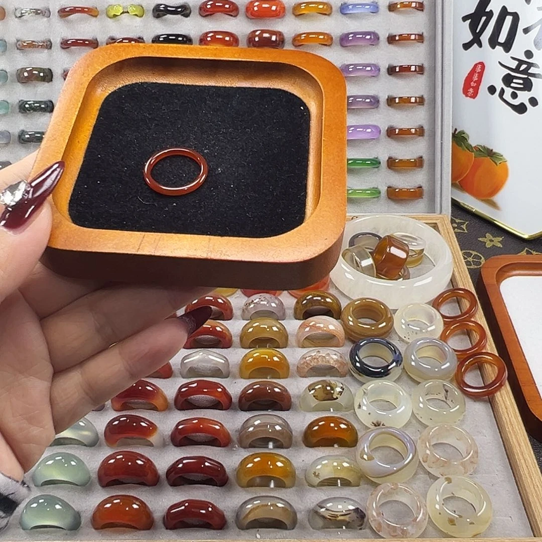 玛瑙/玉髓未镶嵌戒指B9不退换16.7港13+