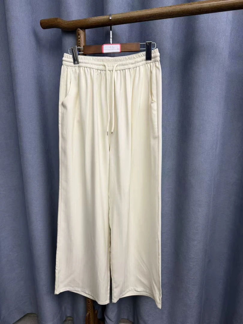 （瑕疵）秋季新款简约百搭宽松桑蚕丝直筒裤女T198