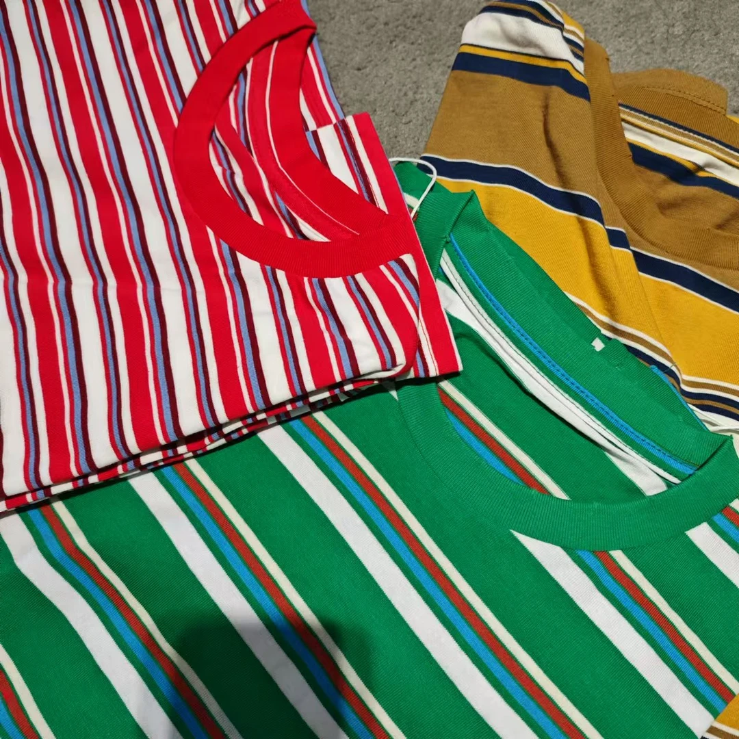 时尚彩色条纹长袖T恤休闲百搭上衣4864