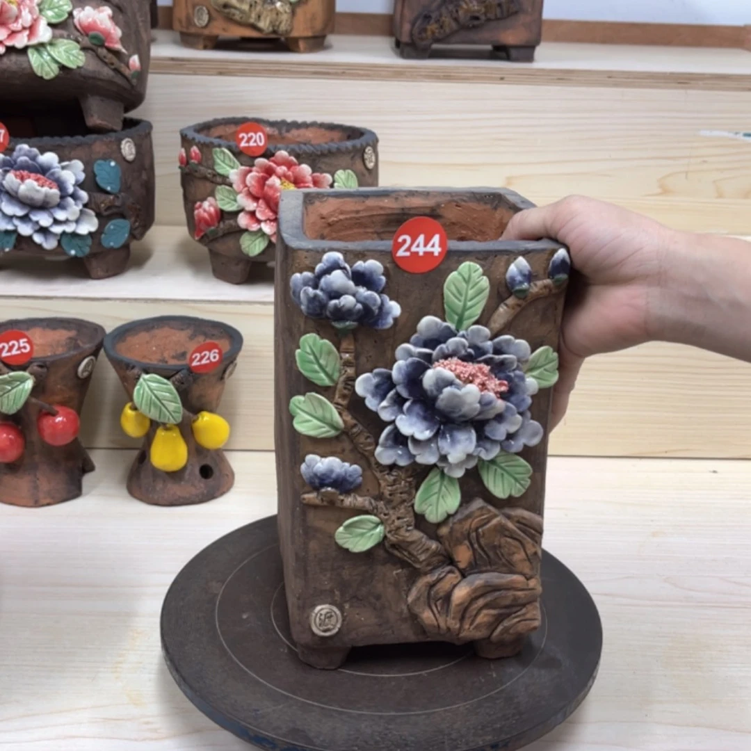 【闪购商品】紫砂花盆244号内口12.5外高24.5