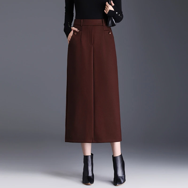 时尚直筒半身裙女高级感2025秋冬季新款高腰显瘦气质中长款包臀裙
