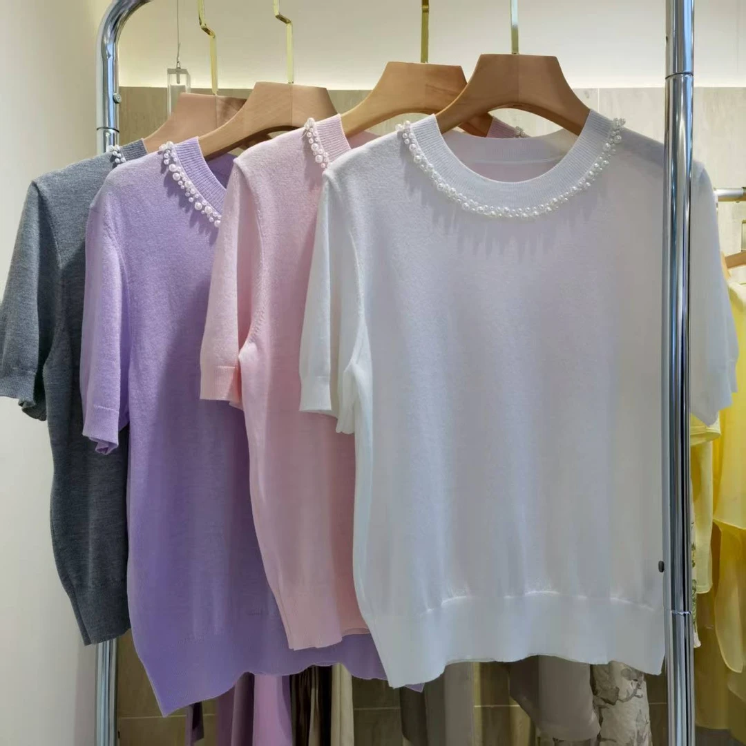 71676短袖打底衫原宿风薄款毛针织衫上衣圆领夏季时尚893