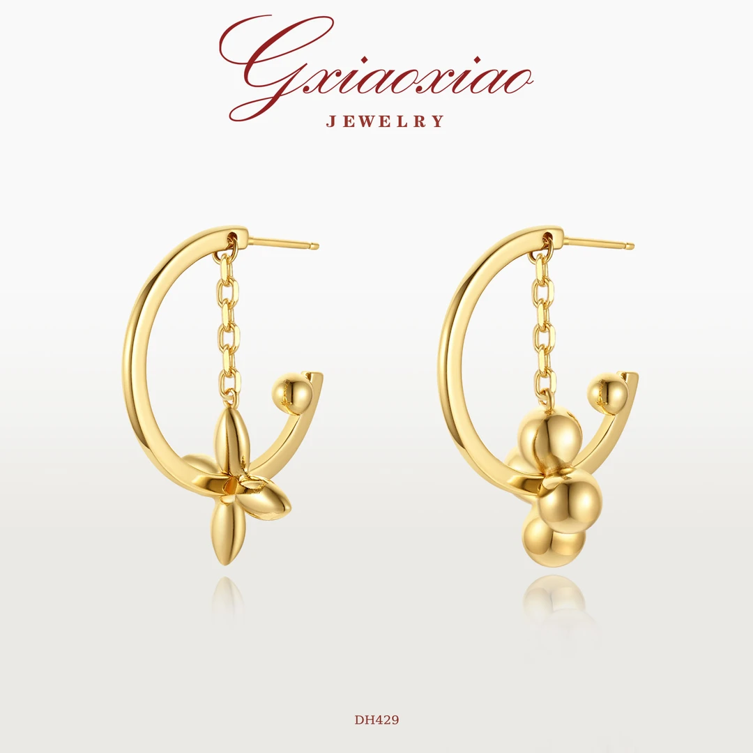 G XIAOXIAO 铜合金耳饰 【金陵传音】轻奢气质优雅AB款耳环 DH429