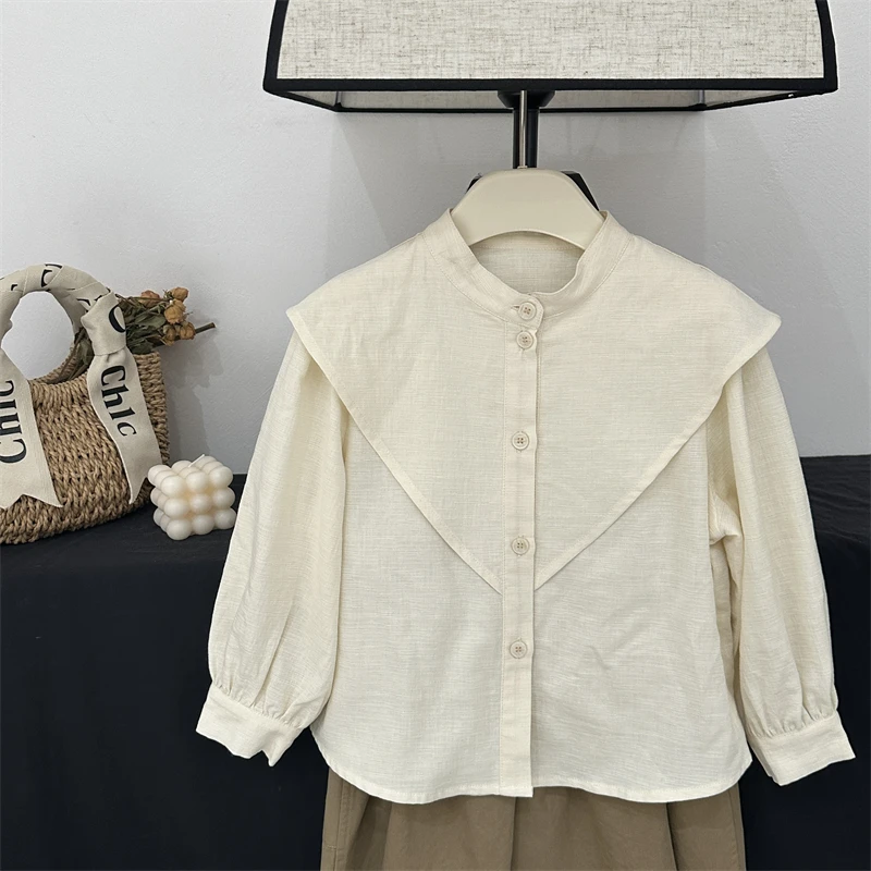 现货【南方庄园】女童衬衫春秋韩版儿童装百搭时髦纯棉上衣宝宝衬衣