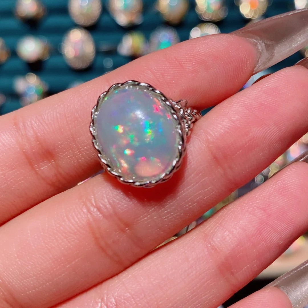 欧泊欧泊戒指银S925镶嵌茄*榨