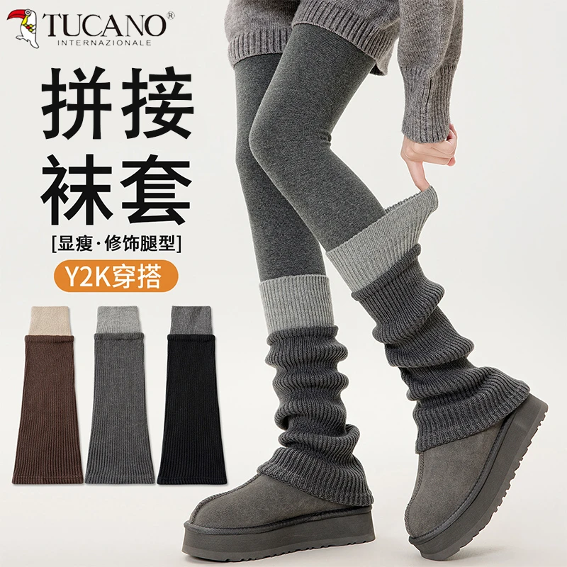 羊毛腿套女中筒袜秋冬季保暖显瘦y2k小腿袜套女冬天堆堆袜厚长袜