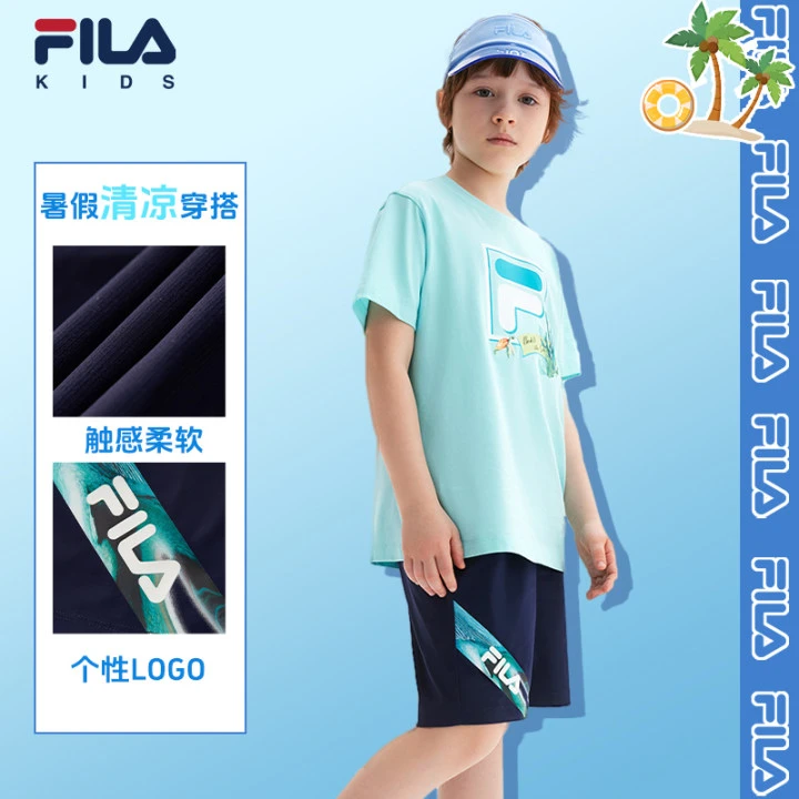 FILA斐乐儿童运动裤夏季上身凉感中大童休闲裤K12B422604夏日穿搭