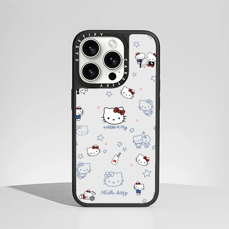 可爱KT猫适用苹果16promax手机壳镜面iPhone15/14/13/12卡通11pro