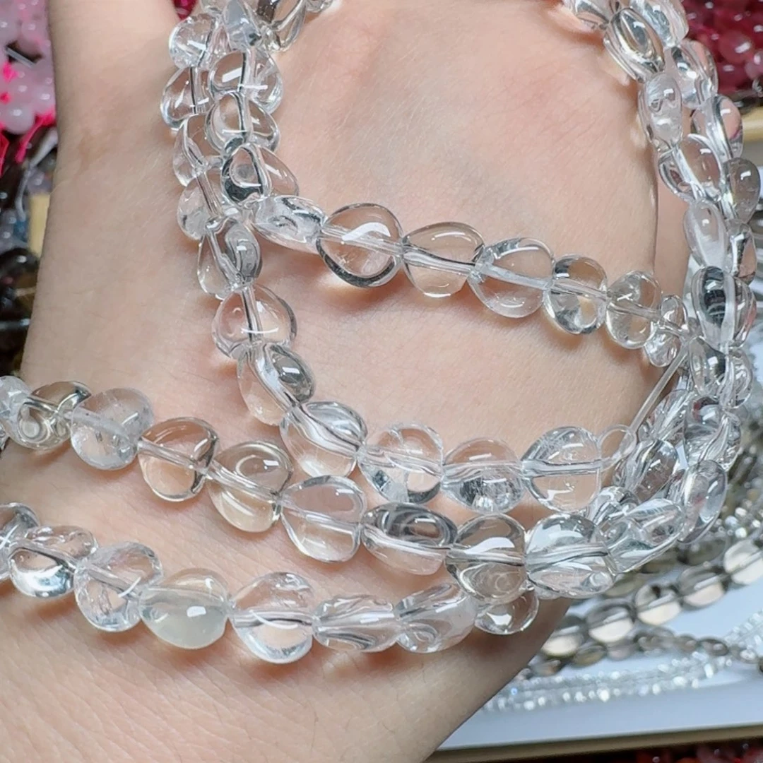 玛瑙/玉髓合金珠宝半成品8白水晶爱心一条