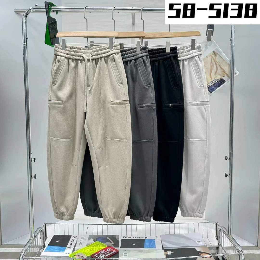 6181/冬季加厚加绒宽松男士休闲束脚休闲裤潮流纯色