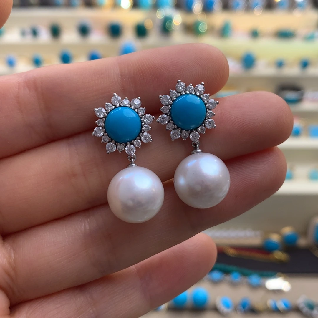 未镶嵌绿松石耳钉