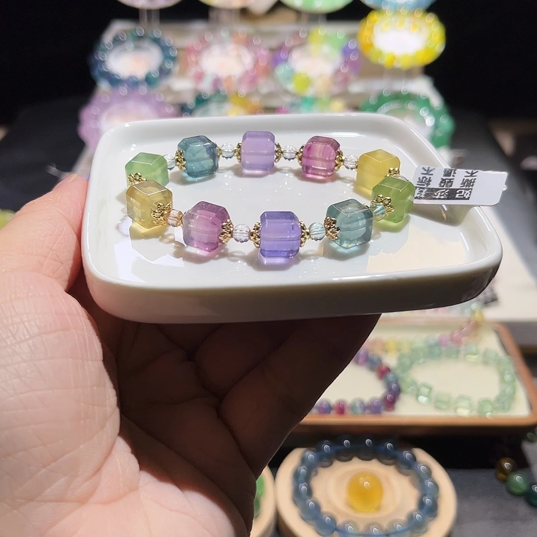 手链未镶嵌萤石10mm马卡龙方糖