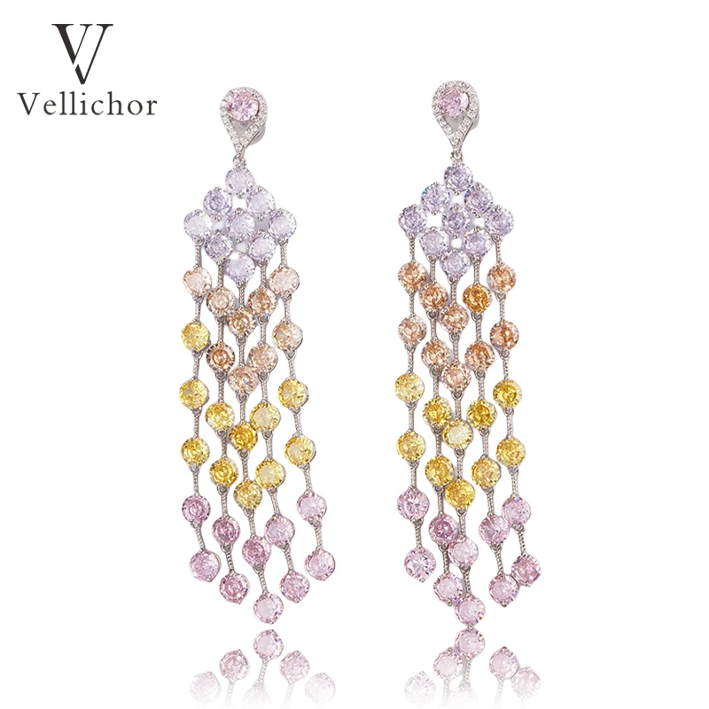 铜合金耳饰 国风精致彩色的雨流苏耳环女轻奢高级感优雅耳钉耳饰