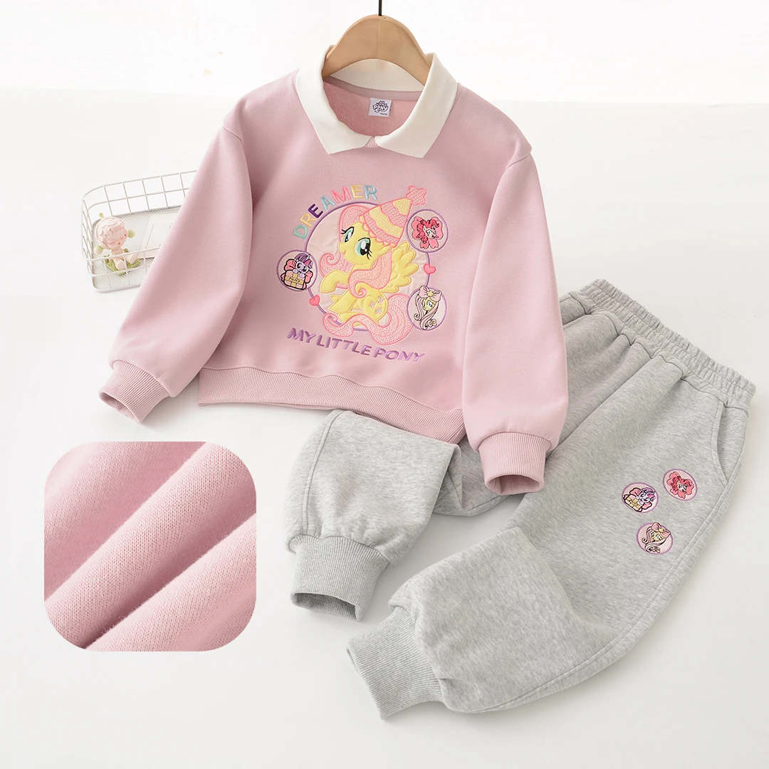 XM119春季新款POLO领2025年春季新款卡通重工刺绣儿童套装