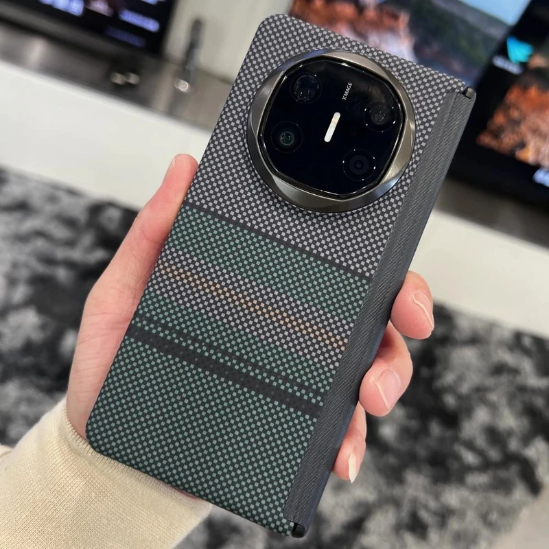 极光凯夫拉纹适用华为MateX6手机壳带中轴铰链matex5碳纤维纹超薄