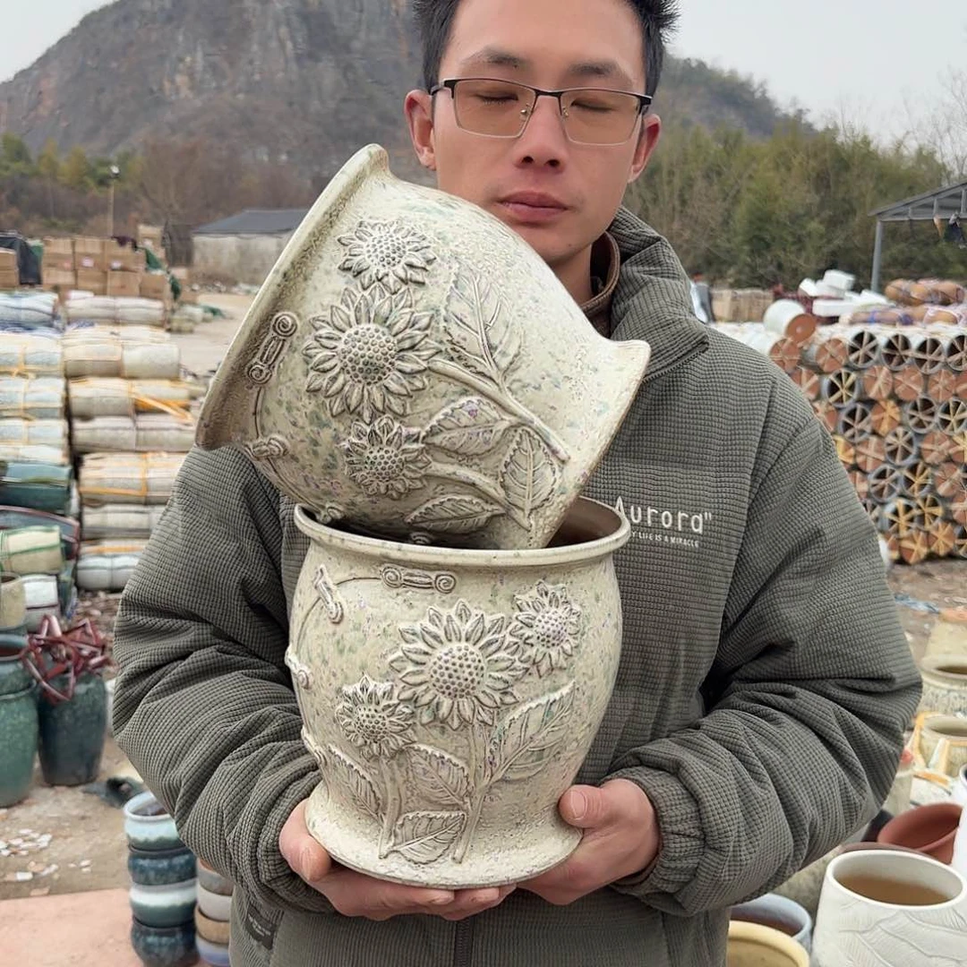 紫砂花盆口20高20（太阳花新款两个